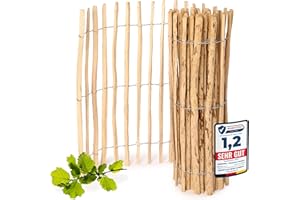 Garronda Gartenzaun zum Stecken aus Haselnüsse Zaun Garten Staketenzaun Beeteinfassung Holz Steckzaun Hochwertiger Gartenzaun für Ihren Garten GD-0079 (Lattenabstand: 3-5 cm, 120 cm x 500 cm)