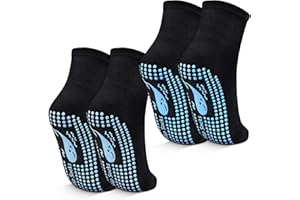 TENQUAN Calzini Antiscivolo per yoga 2/4 Paia Calzini in Cotone Donna Uomo con Impugnature per Pilates per Allenamento Sportivo Domiciliare