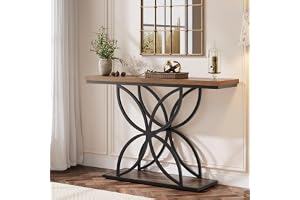 Tribesigns Industriellt konsolbord för entré, soffbord 119,4 cm med unik fjärilsformad metallbas, sidobord för vardagsrum, en