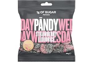‎PÄNDY PANDY –Zuckerfreie Fruchtgummis – Erdbeere und Lakritz,– köstliche Kombination aus Erdbeere und Lakritze, nur 1 g Zucker und 75 Kalorien, 14 × 50 g