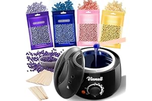 VINMALL Waxing Kits Full Kit, Wax Heater Kit with Wax Warmer, 4 * 100g Wax Beads and 30 Pcs Wax Spatulas, Painless at Home Wax Warme Hair Removal Kit Wax Kits