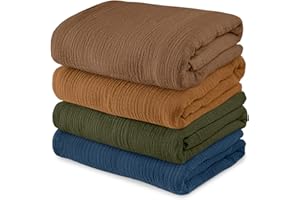 Soarwg Kids Panno in mussola per neonati, 4 pezzi, coperta in mussola, grande 95 x 100 cm, coperta per neonati, per neonati, colori eleganti