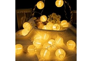 A.bigwhale Lantern Fairy Lights Battery, Warm White 16 LED Lantern Fairy Lights Outdoor, Lanterns, Outdoor Weatherproof, 5 m Fairy Lights Indoor for Garden, Patio, Party, Balcony Decoration
