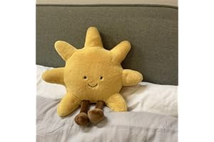 EXQULEG Pluszowa poduszka dekoracyjna z uśmiechem, słońce dla dzieci, poduszka do przytulania, poduszka na sofę, pluszowa zabawka 3D, prezent urodzinowy, poduszka ozdobna (słońce, 35 cm)