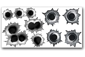 ISECUR Juego de pegatinas con 10 agujeros de bala para coche, para scooter ciclomotor moto casco portátil smartphone I negro gris I kfz153