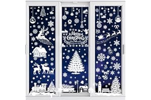 FullJoyHut 236 Stickers Noël Fenetre Blanc Réutilisable, Décoration Noël Fenetre Electrostatique PVC Flocon de Neige Sapin Père Autocollant Noel Fenetre Intérieur Deco Noel pour Porte Vitrine Verre