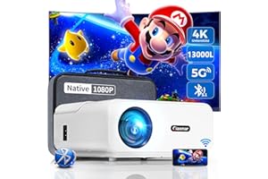 GIAOMAR Beamer, 5G WiFi Bluetooth 13000 Lumen 1080P Full HD 4K Video Unterstützt, Mini LED Heimkino 300" Display, Kompatibel mit Smartphone/Laptop/TV Stick/Xbox/PS5 Projektor