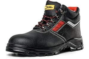 Black Hammer Mens Safety Boots Leather S3 SRC Black Steel Toe Cap Work Shoes Ankle 5993