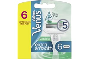 ‎GILLETTE VENUS Gillette Venus Smooth Sensitive Rasierklingen Damen mit Feuchtigkeitsstreifen für Hautschutz, 6 Ersatzklingen