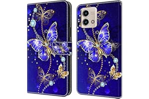 BLOTECH Flip Caso in Pelle Portafoglio Case for Moto G Stylus 5G 2023 Flip Custodia Magnetic Buckle 3D Brillantini Glitters in Pelle PU Portafoglio con Interno Soft Protettiva,Gold Chain Butterfly