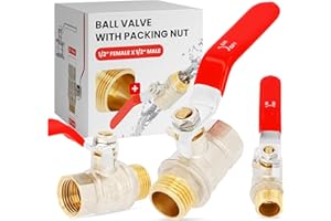 INSTALGURU Vanne à Sphère Manette à Levier 1/2'' Femelle x 1/2'' Mâle DN15 Laiton Robinet d'Arrêt Boisseau Sphérique Etrangleur d'étanchéité Presse-étoupe Renforcée Robuste