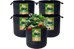 PIGADA Lot de 5 Sac de Plantation Non Tissé 11L avec Poignées et 15 Étiquettes Sacs à Plantes de Tomate Pots pour Plantes, Fleurs, Fraises,3 gallons