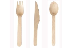 DON PALILLO - 300 pcs. Cubiertos de Madera desechable. - Juego de 100 Cucharas + 100 Tenedores + 100 Cuchillos. 100% Natural, Ecológico, Biodegradable