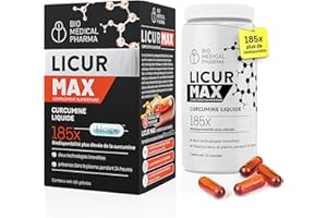 BIO MEDICAL PHARMA Curcuma Gélules Hautement Biodisponible – 185x Meilleure Absorption – Curcumine Micellaire Hautement Dosée – 1 Gélule par Jour – Équivalent à 6 600 mg de Curcuma – Licur Max 60 (Paquet de 2 Mois)
