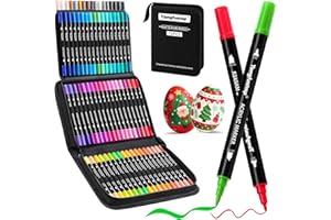Tongfushop 72 Colores Rotuladores Acrilicos, Marcadores Acrilicos Doble Punta, Rotuladores de Pintura Acrílica para Adultos, Acrylic Markers para Pintar, Roca, Cristal, Cerámica, Plastico, Tela, Metal