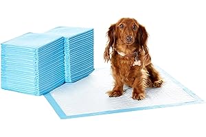 Amazon Basics Almohadillas de adiestramiento de perros y cachorros, muy resistentes, a prueba de fugas con superficie de secado rápido, regular, 50 unidades, Azul & Blanco