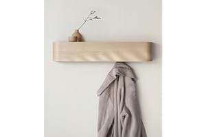 Kazai. Perchero Pared Madera 'Toke' | Diseño Moderno con Ganchos Ocultos | Panel de Chapa de Madera Maciza | Roble, claro