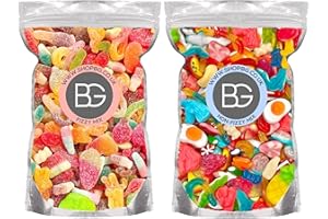 BARGAIN GATEWAY BG Pick & Mix Sweets - Sweeties Retro Candy Bundle Deal 2x Pouches - Fizzy & Non-Fizzy 800g