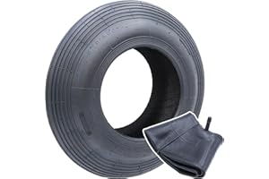 ‎AGRARFLORA Agrarflora Schubkarren Reifen Set 4.80/4.00-8 - Mantel & Schlauch für Schubkarrenrad 400x100 - Ersatzreifen für Gartenkarre - Ersatzrad für Rasenmäher - 4PR Reifenset mit Rillenprofil