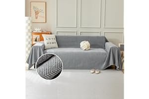 TAOTAOGO Sofa Cover 3 4 Seater Herringbone Chenille Corner Sofa Slipcover Washable L Shape Sofa Covers Sectional Couch Cover with Tassel Furniture Protector for Pet All-Season B Dark Grey 180x380cm