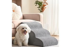 HOVOTO Dog Steps, 3 Steps Non Slip Pet Stairs for Bed Sofa, Portable Stairs with Washable Cover, High Density Foam Dog Ramp, for Small Dogs and Cats, 40 * 60 * 40cm