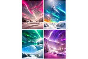 MytaYt 4 Pezzi Diamond Painting 5D Aurora Glacier Diamond Painting Kit Completo Diamond Painting Adulti e Bambini Pittura Diamante Set Completo per la Decorazione Domestica 30x40 cm