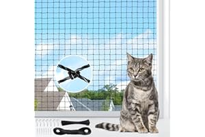 AQhui Katzennetz für Balkon, Balkonnetz 6x3m, Katzennetze Drahtverstärkt Transparent, Katzenschutznetz, Taubennetz Ohne Bohren, Katzen Netz Schwarz Gilt terrasse, Fenster und Flure