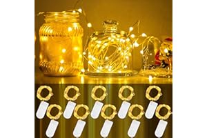 CNMTCCO Guirlande Lumineuse 10x2m, 20 LED par Guirlande, Alimentation par Piles, Décoration Noël Extérieur/Intérieur, Mariage, Jardin, Lumière Blanc Chaud