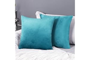 Deconovo 2er Set Samt Kissenbezüge Sofa Kissenbezug Zierkissenbezüge Kissenhüllen Weich Dekokissen Sofakissen Couchkissen Dekor Schlafzimmer Kissenhülle Wohnzimmer Couch Büro, 40x40 cm, Türkis