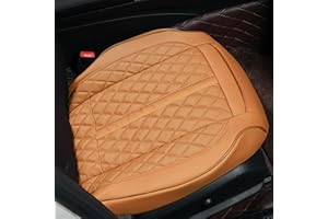 POKSRI Housse Siege Voiture Universel Cuir de Vache veritable,Protection Protege Siege conducteur,Coussin Auto Avant Bas,Convient à la majorité des véhicules Segment B/C(Orange Marron,1p)