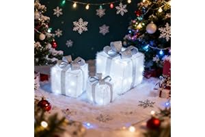 CCLIFE Zestaw 3 Pudełek na Prezenty LED Light - Christmas Box Light - Choinka Home CushHom Dekoracje Świąteczne