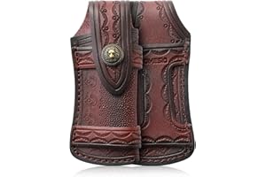 Omesio Large (L) Pocket Sheath, 5.28" (pour Les Couteaux Plus Petits Que 13.41 cm) Leather Belt Sheath, Horizontal Leather Sheath, Brown Leather Sheath for Folding Knives