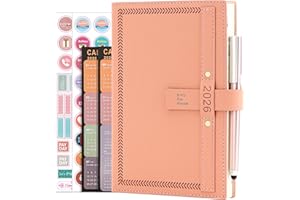 GOLDAYPLN 2026 Diary A5 Page a Day Full Year Planner, Diary 2026 from Jan 2026 to Dec 2026, Daily Monthly Planner with Calendar, Pen, Pen Holder, Month Tabs, inner Pocket (Pink)