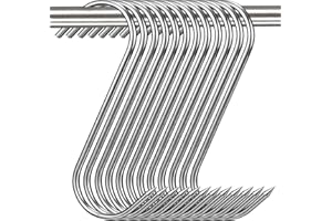 LAYHYAND 12 Pcs Meat Hooks, 5 Inch Stainless Steel Butcher Hooks (4MM Diameter), S Shaped for Hanging Bacon, Sausage, Hunting Smoking Ribs, Drying, Grilling BBQ - Kitchen, Market