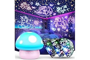 IKIDIKI Night Light Kids, Gifts for Girls Age 2 3 4 5 6 7 8 Boy Night Light Bedroom Toys for 3-6 Year Old Boys Sensory Lights for Room Decor Mushroom Girls Toys Age 2-8 Birthday Unicorn Gifts for Kid