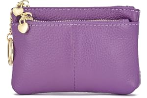 ZOUIQSS Damen Echt Leder Schlüsselmäppchen Münztüte Kreditkartenetui Geldbörse (Lavendel)