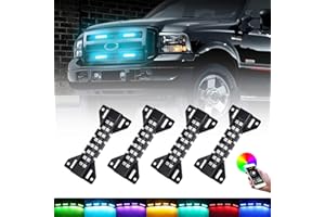 OPP ULITE LED Grille Lights for Trucks - RGB Color - 4 Pods Front Grill Light - Smartphone APP Control/Music/Timing/Flashing Strobe Modes for Ram F150 F250 F350 F450 F550 Tacoma TRD PRO Front Truck