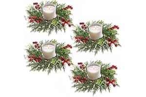 SOMYTING Anillos de Velas de Navidad 27 cm, Guirnalda Artificial, Portavelas para Pilar, Decoración de Mesa