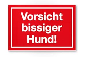 ‎KOMMA SECURITY Komma Security Vorsicht bissiger Hund - Hunde Schild Hinweisschild Gartentor Gartenzaun - Türschild Haustüre Warnschild Abschreckung Einbruchschutz - Achtung Vorsicht Hund
