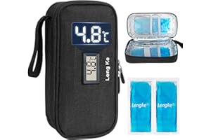 ‎SUNMON SUNMON Insulin Kühltasche mit Temperaturanzeige, TSA genehmigt Medikamenten Kühlbox für Reisen enthält 2 Insulin Kühlertasche, Insulin Pen Tasche für Insulin-Pens und diabetisches Zubehör(Schwarz)​