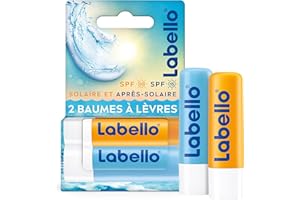 LABELLO Lot de 2 stick à lèvres (2 x 5,5 ml), Sun Protect FPS 30 & Hydro Care FPS 15, 2 baume à lèvres protection UVA/UVB & hydratation 24 h, baume enrichis en vitamines C & E