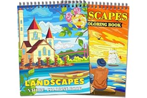 Elfew 3 Paquetes Libro de Colorear Paisajes, 80 Relajantes Paisajes para Colorear por Adultos, Tamaño A4, Encuadernación Espiral Libro de Colorear, Para adultos relajen y alivien el estrés.