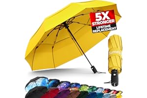 TUMELLA Strongest Windproof Travel Umbrella (Compact, Superior & Beautiful), Small Strong but Light Portable and Automatic Folding Rain Umbrella, Durable Premium Grip, Fits Car & Backpack
