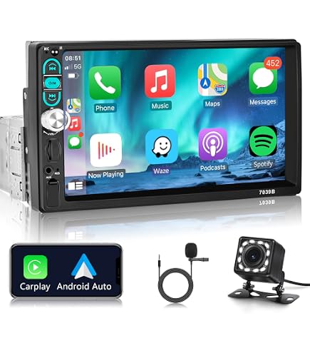 CAMECHO Autoradio 2 Din Mit Wireless CarPlay & Android Auto – 7 Zoll Touchscreen, Bluetooth 5.1 + Rückfahrkamera