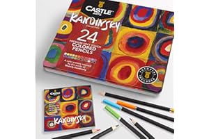 ‎CASTLE ART SUPPLIES Castle Arts Buntstifte-Set mit 24 Buntstiften, in Blechbox, "Kandinsky"-inspirierte Farben mit hochwertigen, glatten farbigen Kernen, hervorragender Misch- und Schichtleistung für tolle Ergebnisse