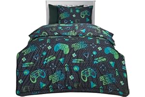 OHS Gaming Coverless Duvet Single, Reversible Washable Coverless Duvets Camping Sleepovers Travel Duvet Super Soft Comfy Single Duvets with Pillowcase, 10.5 Tog