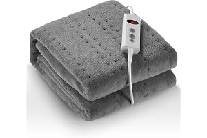 CURECURE Elektrisk Värmefilt 150x80cm, Coralfleece, Ljusgrå | 10 Temperaturlägen, 1-9h Timer, Överhettningsskydd, Automatisk Avstängning, Maskintvättbar