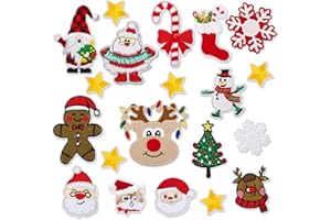 GEBETTER Toppe Termoadesivi di Natale Toppe Ricamate Natalizie da Cucire Patch Albero di Natale Renne Babbo Natale Toppa Animale Appliques Decorazione di Festa Natale per vestiti Fai da Te (colorato 20)