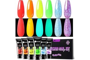 ‎UR SUGAR UR SUGAR Polygel Set Colours, 6 Colours Poly Extension Gel Nails Set, Poly Nail Gel Tubes, Nail Extension Builder Gel for Nails, Nail Set, Cutter Extension Building Nail