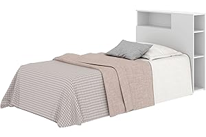DEKIT GRUPO RIMOBEL TEN - Testiera con ripiani per letto da 90 - BIANCO - 96 x 23,4 x 99 cm
